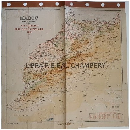 Carte - Maroc - Carte kilométrique des routes, pistes et chemins de fer 1948