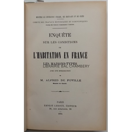 Enquête sur les conditions de l'habitation en France - Les maisons-types